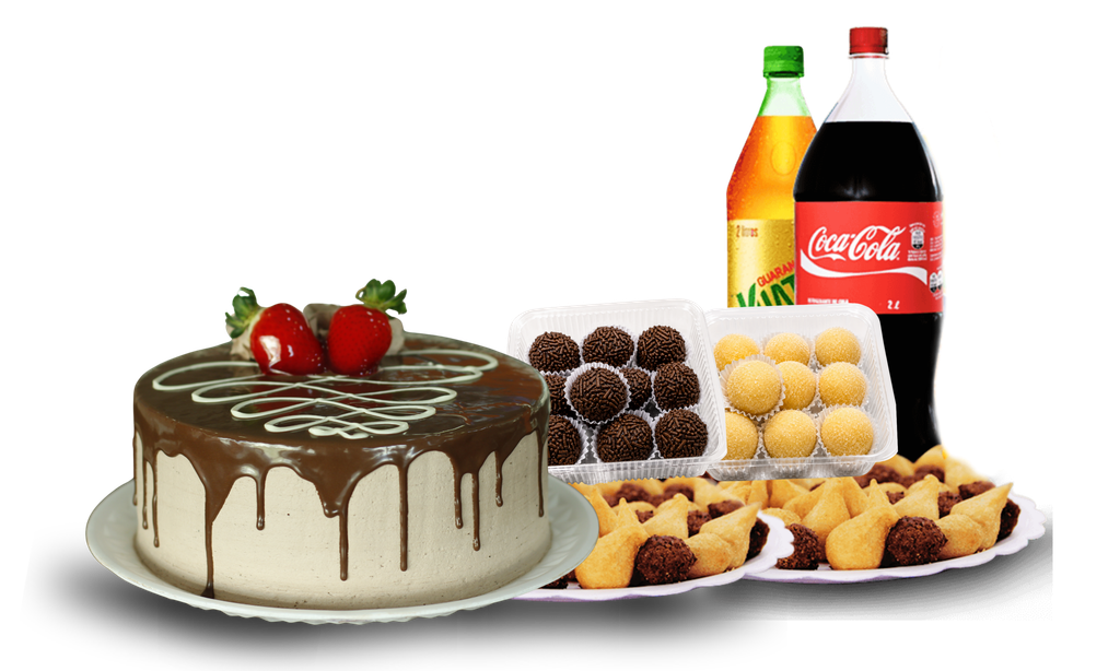 Torta, salgadinhos e doces apresentados pela Doceria Kisabor